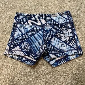 Athleta Blue Patterned Compression Shorts